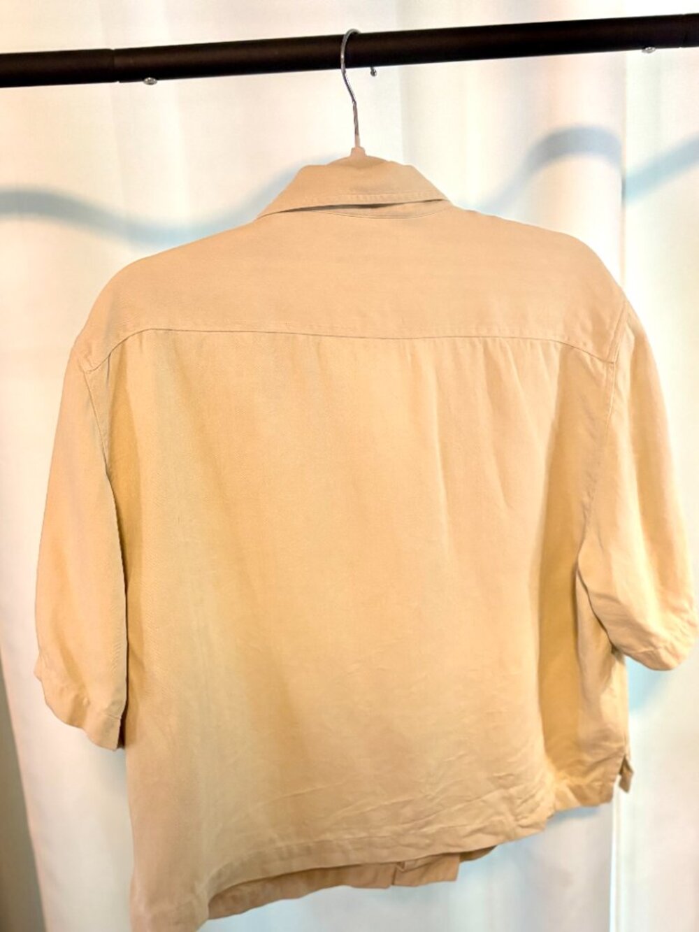 Beige Cropped Button Down - Picture 3 of 3